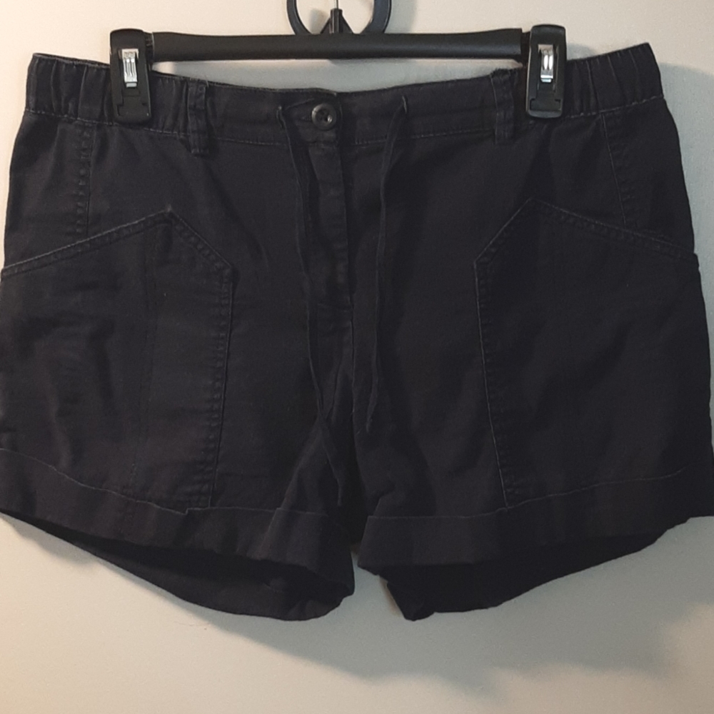 New York & Company cuffed linen shorts size 10 navy blue